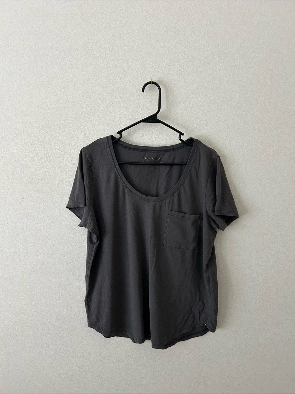 Eddie Bauer Charcoal Scoop Neck Pocket Tee